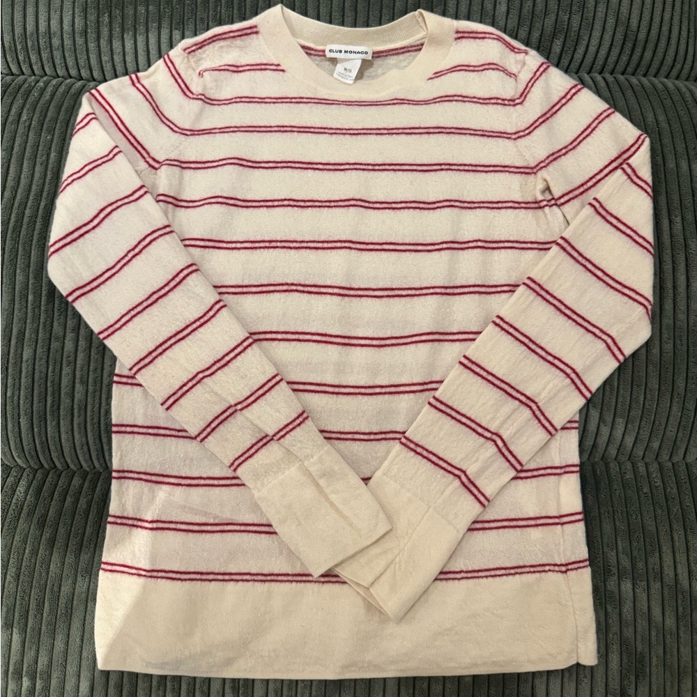 Red and white striped Club Monaco sweater